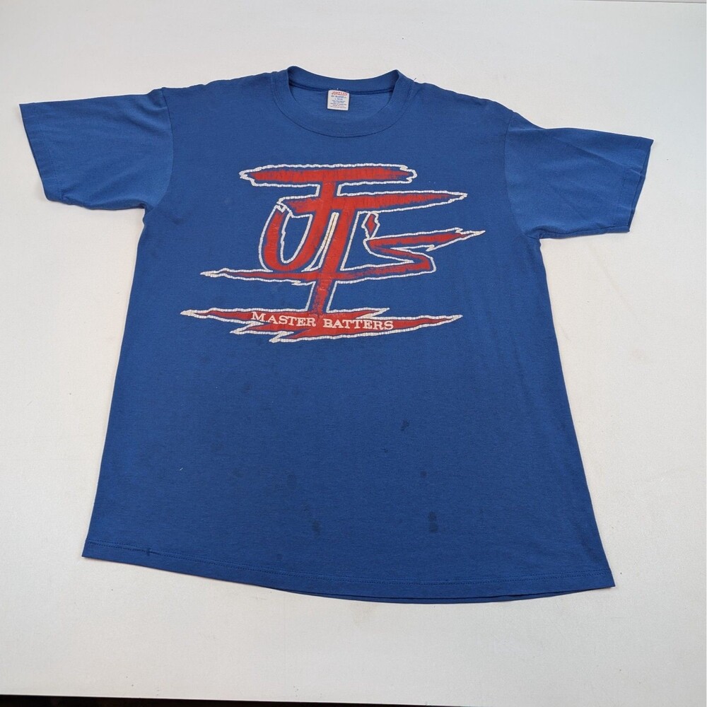 Vintage 80s JT's MASTER BATTERS‎ Single Stitch 50/50 Tee Shirt Mens L *READ